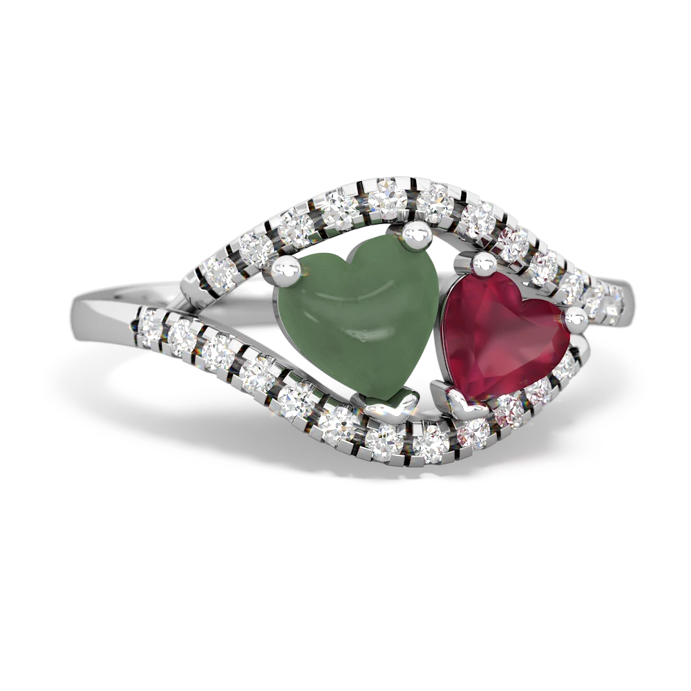 Jade Mother And Child 14K White Gold ring R3010