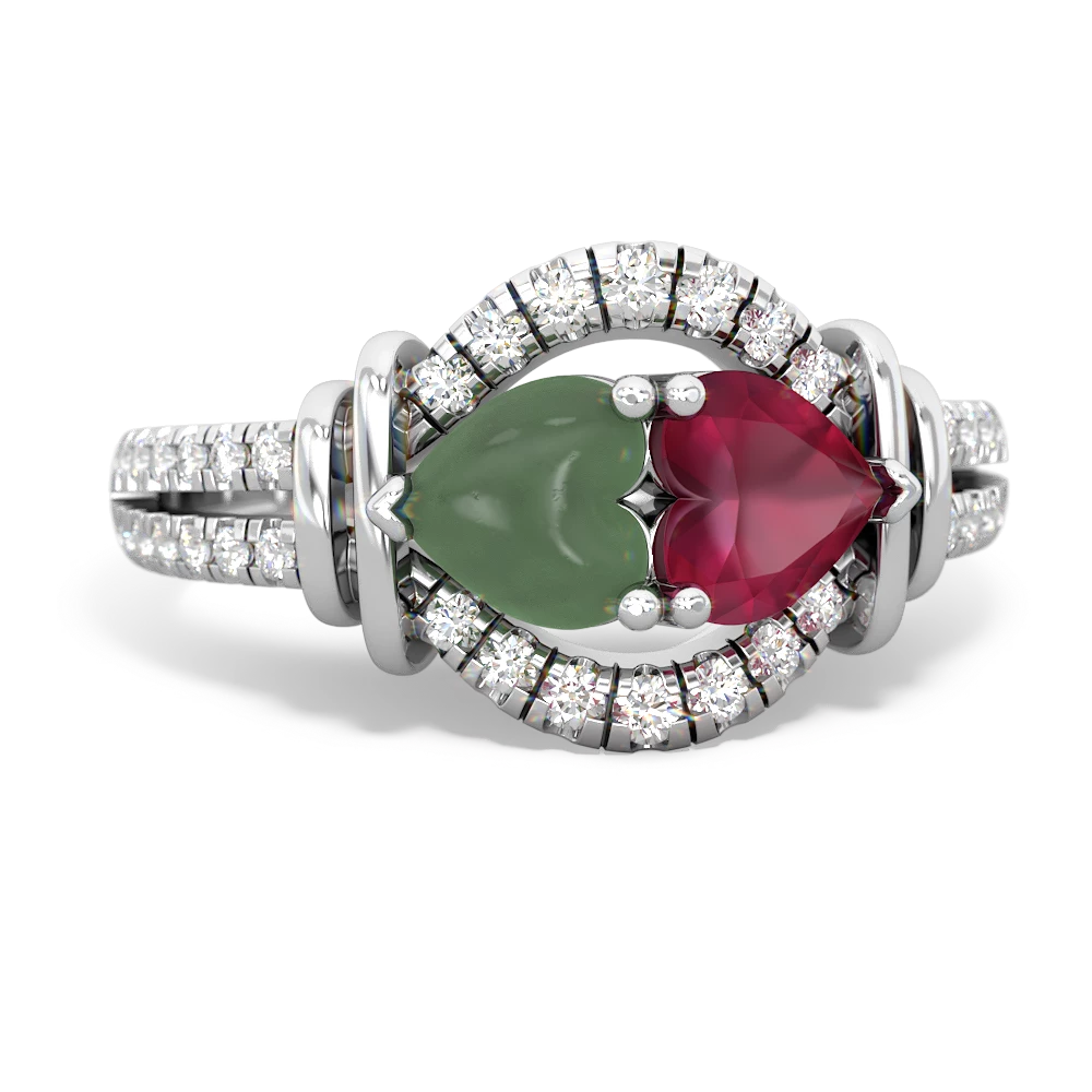 Jade Art-Deco Keepsake 14K White Gold ring R5630