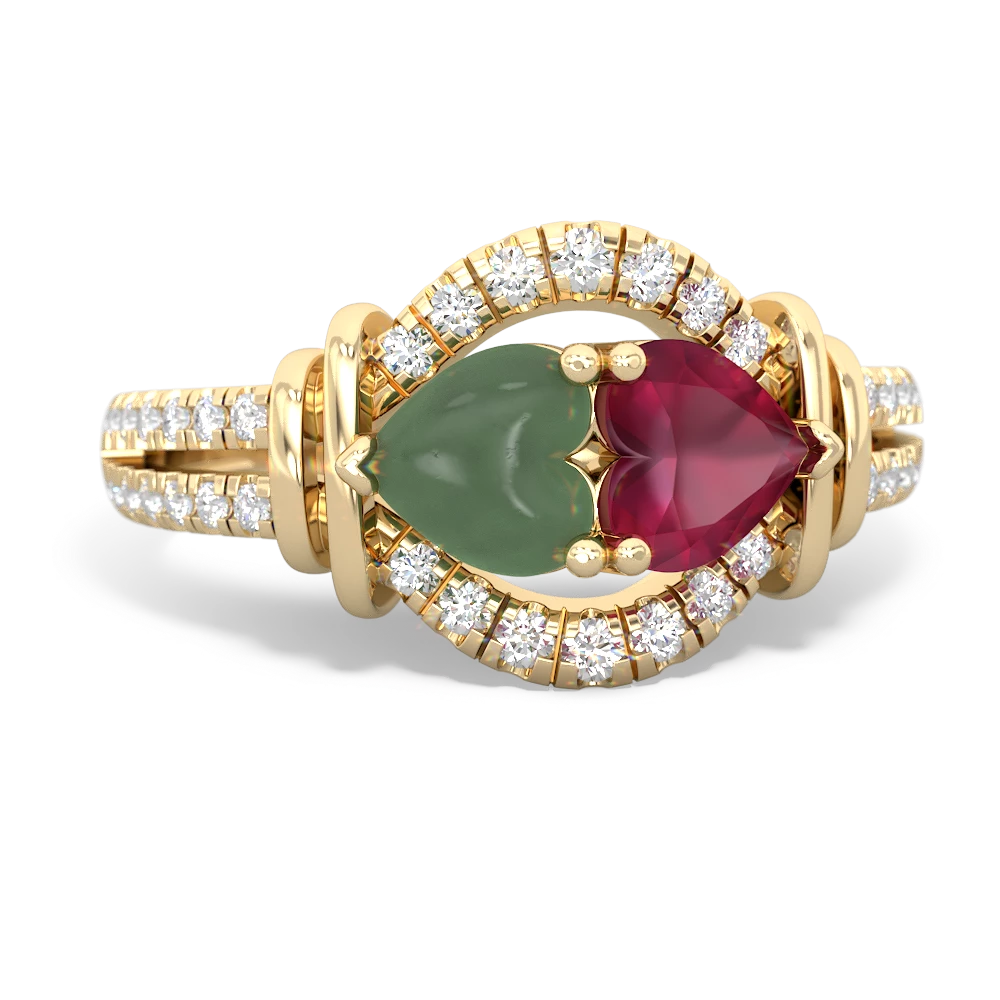 Jade Art-Deco Keepsake 14K Yellow Gold ring R5630