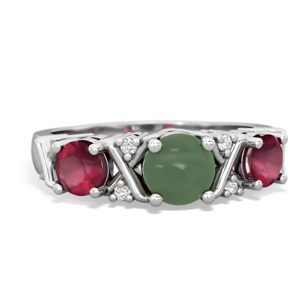 Jade Hugs And Kisses 14K White Gold ring R5016