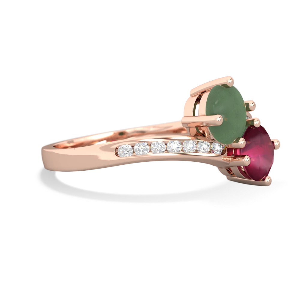 Jade Channel Set Two Stone 14K Rose Gold ring R5303