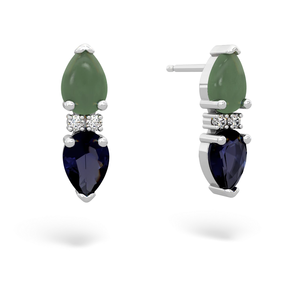 Jade Bowtie Drop 14K White Gold earrings E0865