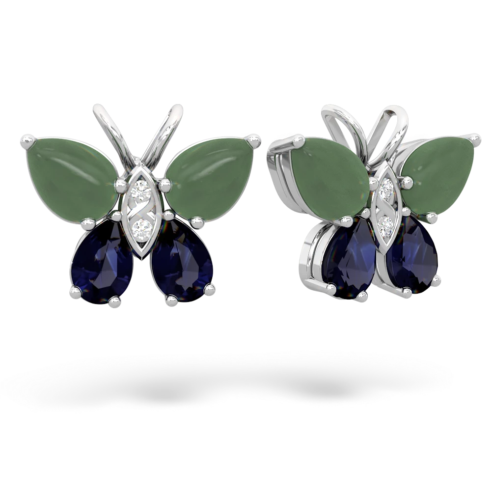 Jade Butterfly 14K White Gold earrings E2215