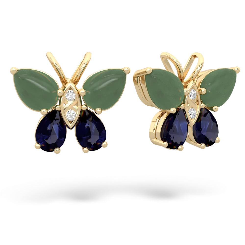 Jade Butterfly 14K Yellow Gold earrings E2215