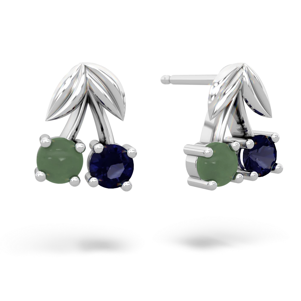 Jade Sweet Cherries 14K White Gold earrings E7001