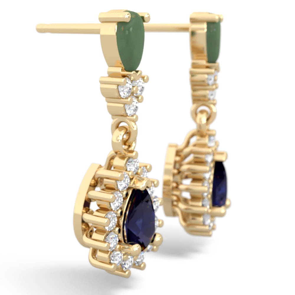 Jade Halo Pear Dangle 14K Yellow Gold earrings E1882