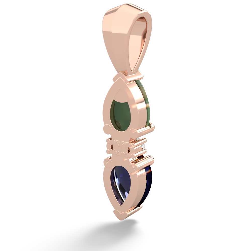 Jade Bowtie Drop 14K Rose Gold pendant P0865