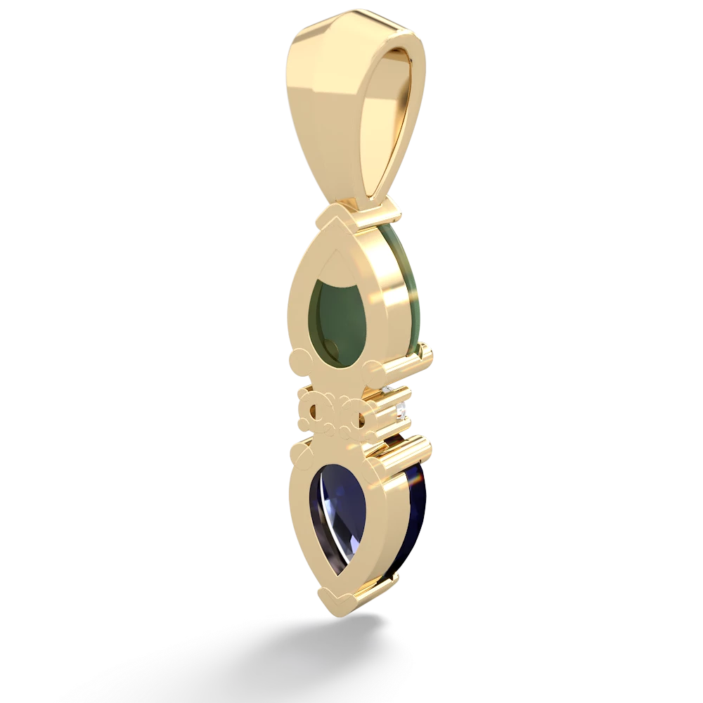 Jade Bowtie Drop 14K Yellow Gold pendant P0865