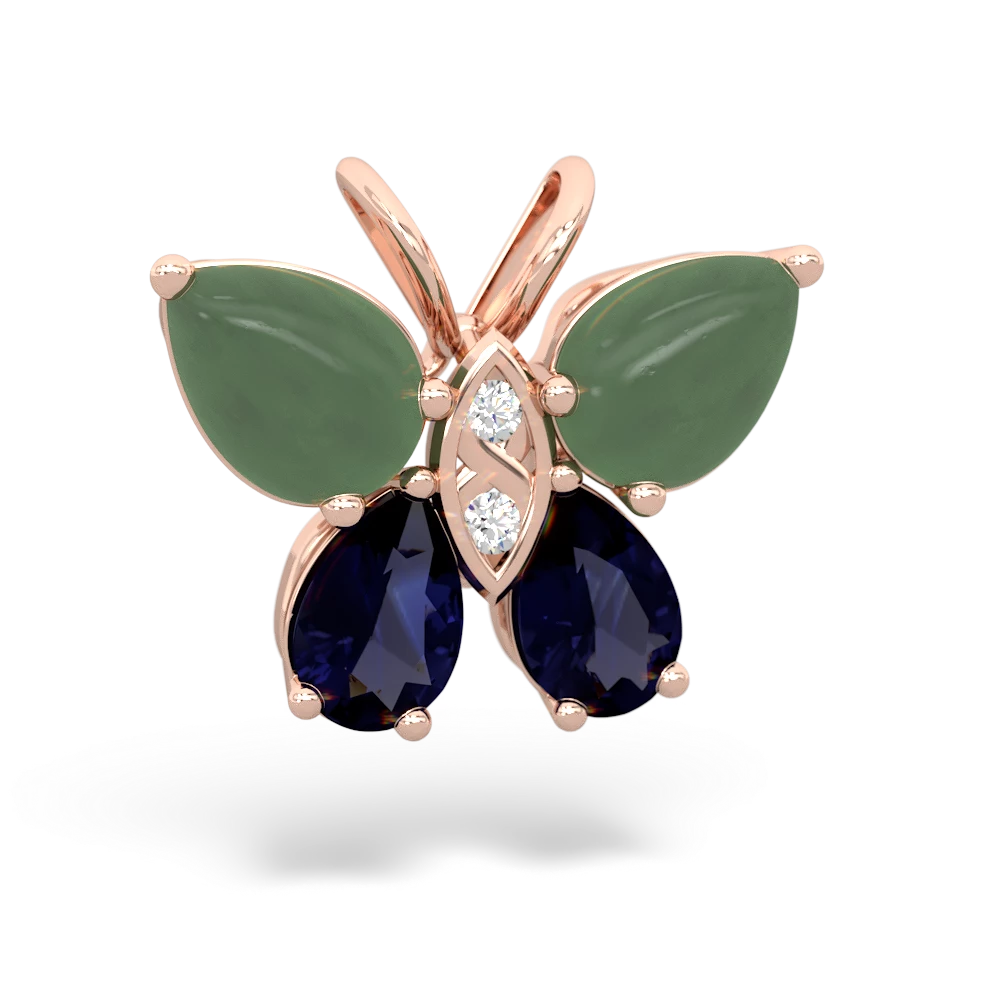 Jade Butterfly 14K Rose Gold pendant P2215