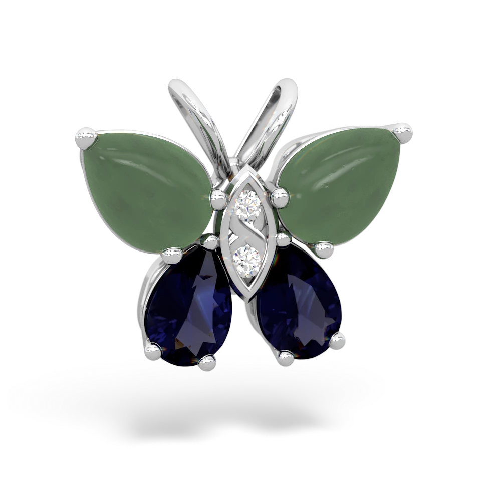 Jade Butterfly 14K White Gold pendant P2215