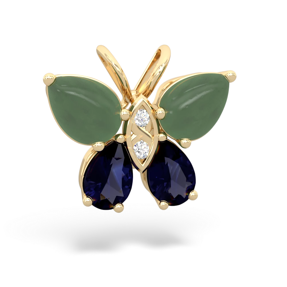 Jade Butterfly 14K Yellow Gold pendant P2215