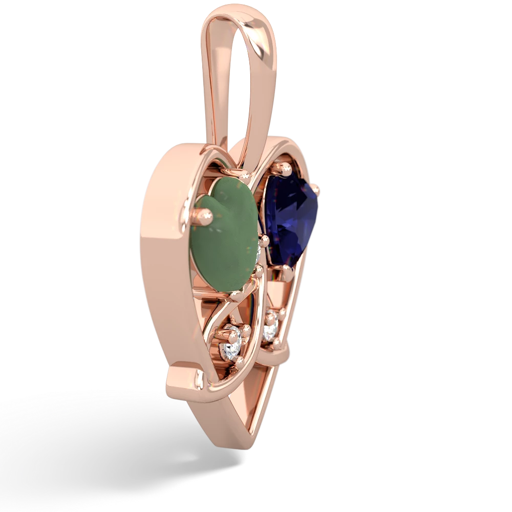 Jade Celtic Trinity Heart 14K Rose Gold pendant P5331