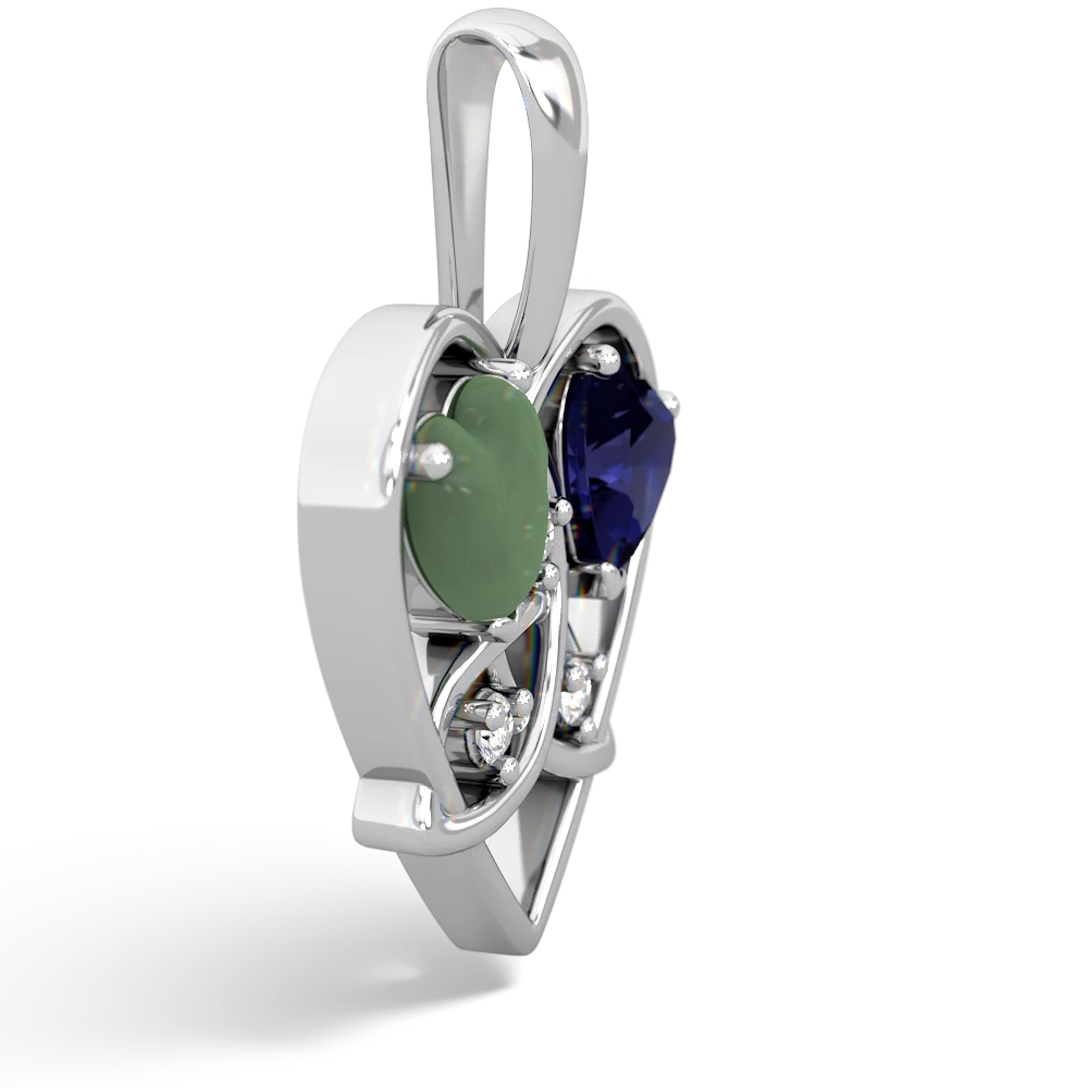 Jade Celtic Trinity Heart 14K White Gold pendant P5331