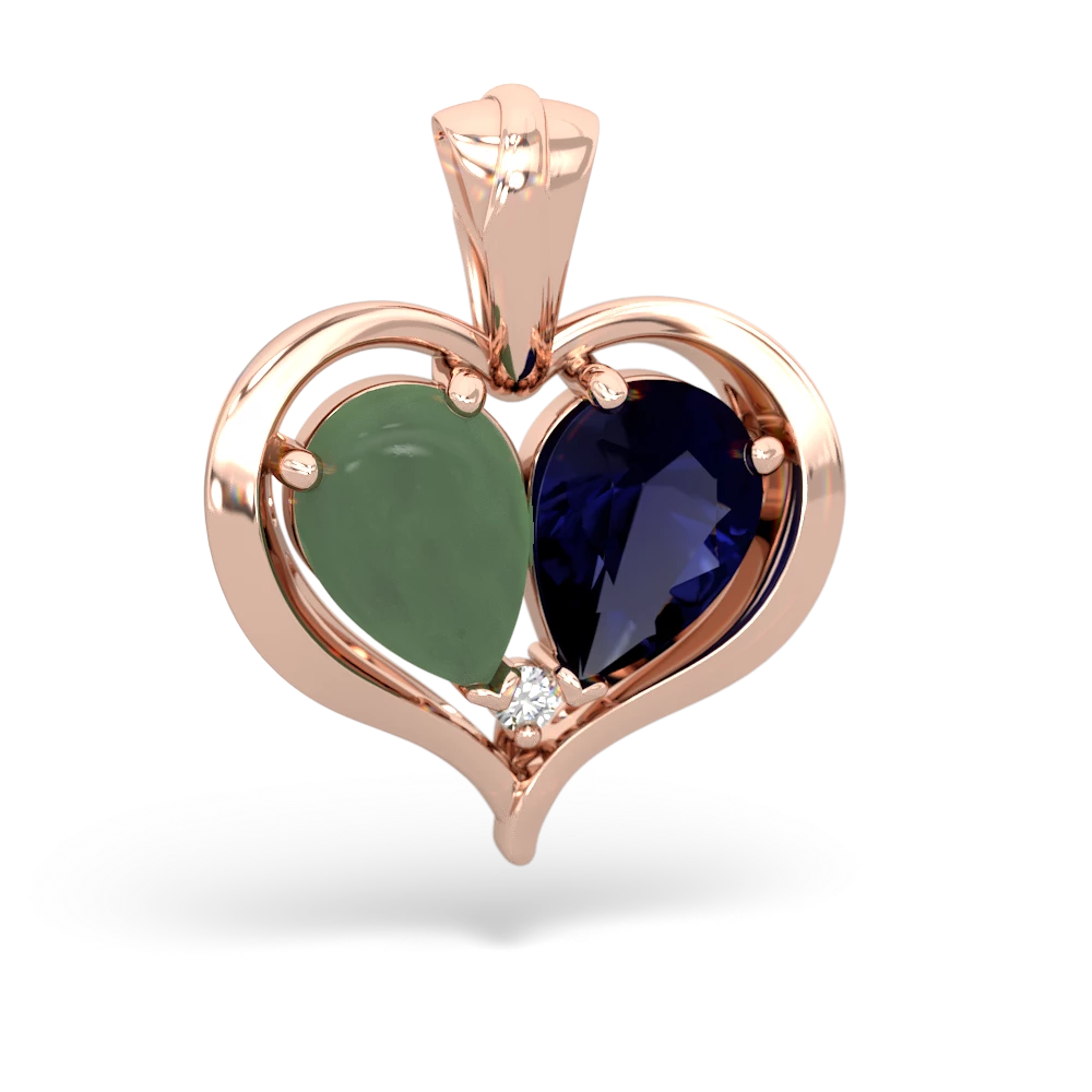 Jade Two Become One 14K Rose Gold pendant P5330