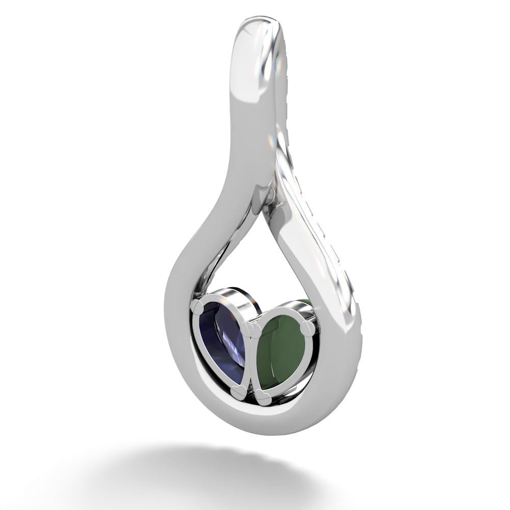 Jade Pave Twist 'One Heart' 14K White Gold pendant P5360