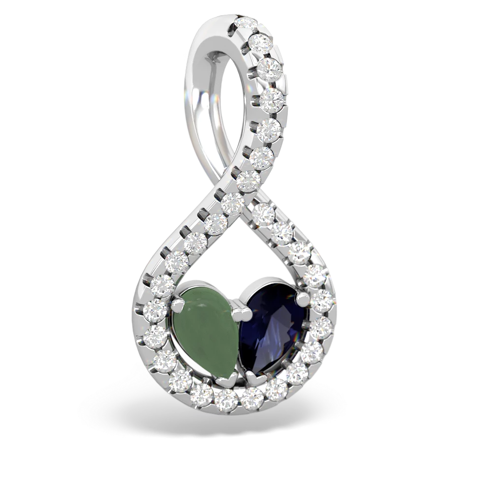 Jade Pave Twist 'One Heart' 14K White Gold pendant P5360