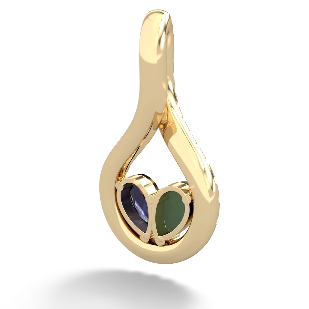 Jade Pave Twist 'One Heart' 14K Yellow Gold pendant P5360