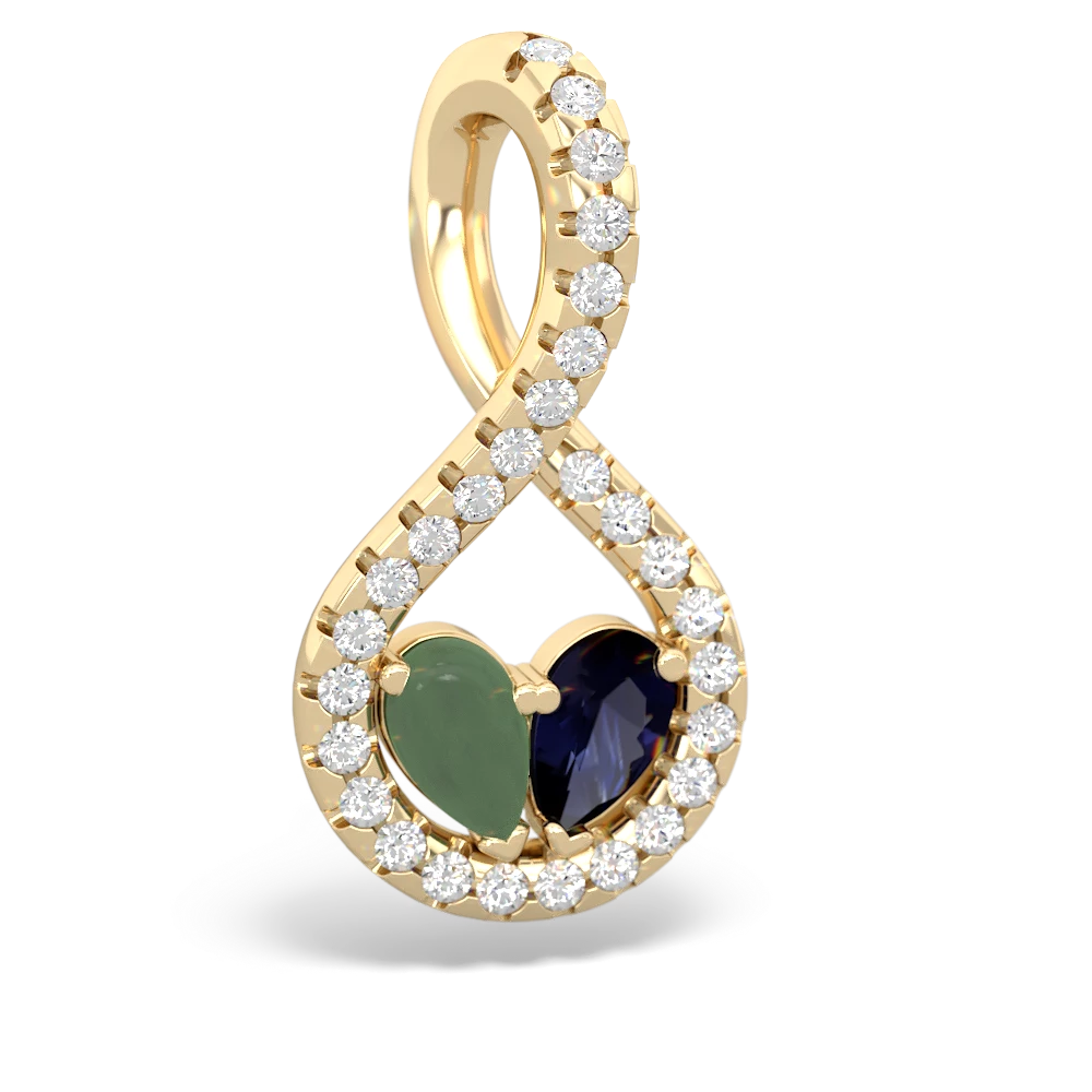 Jade Pave Twist 'One Heart' 14K Yellow Gold pendant P5360