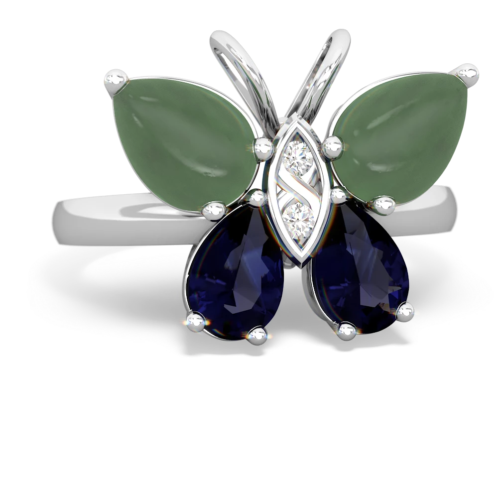 Jade Butterfly 14K White Gold ring R2215