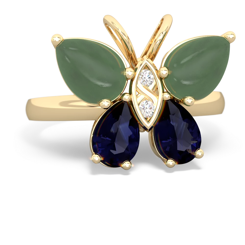 Jade Butterfly 14K Yellow Gold ring R2215