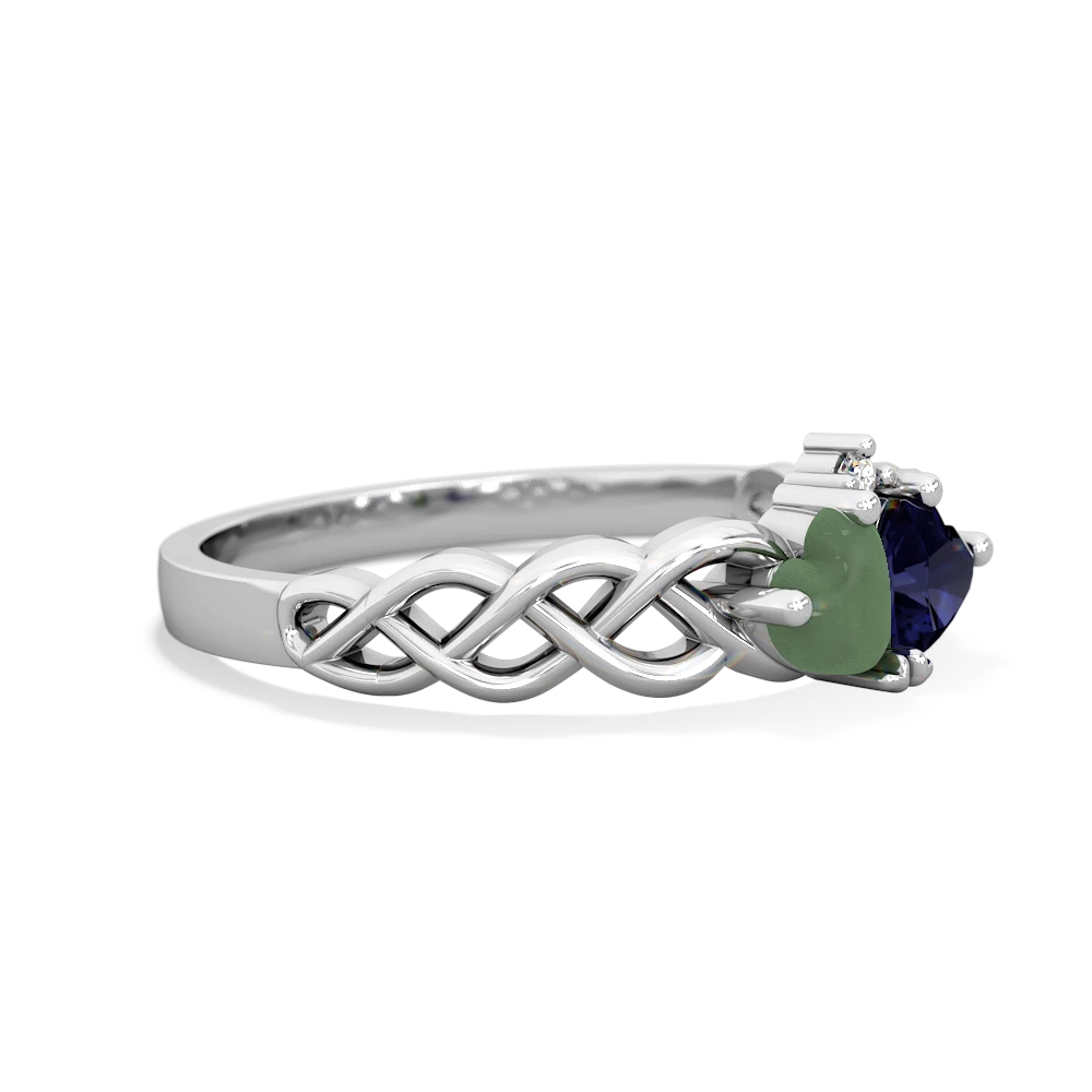 Jade Heart To Heart Braid 14K White Gold ring R5870