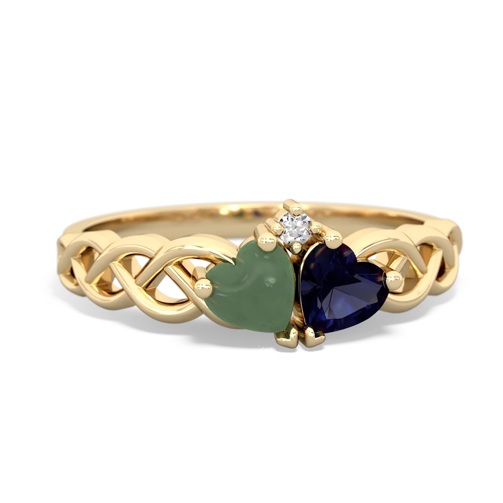 Jade Heart To Heart Braid 14K Yellow Gold ring R5870