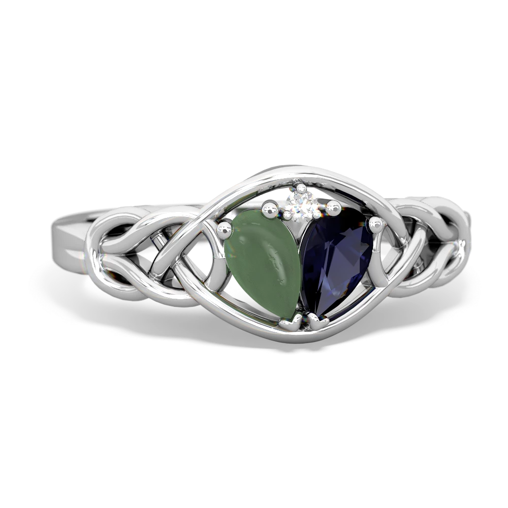 Jade Celtic Love Knot 14K White Gold ring R5420