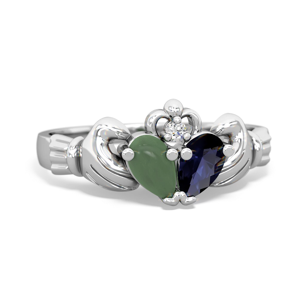 Jade 'Our Heart' Claddagh 14K White Gold ring R2388