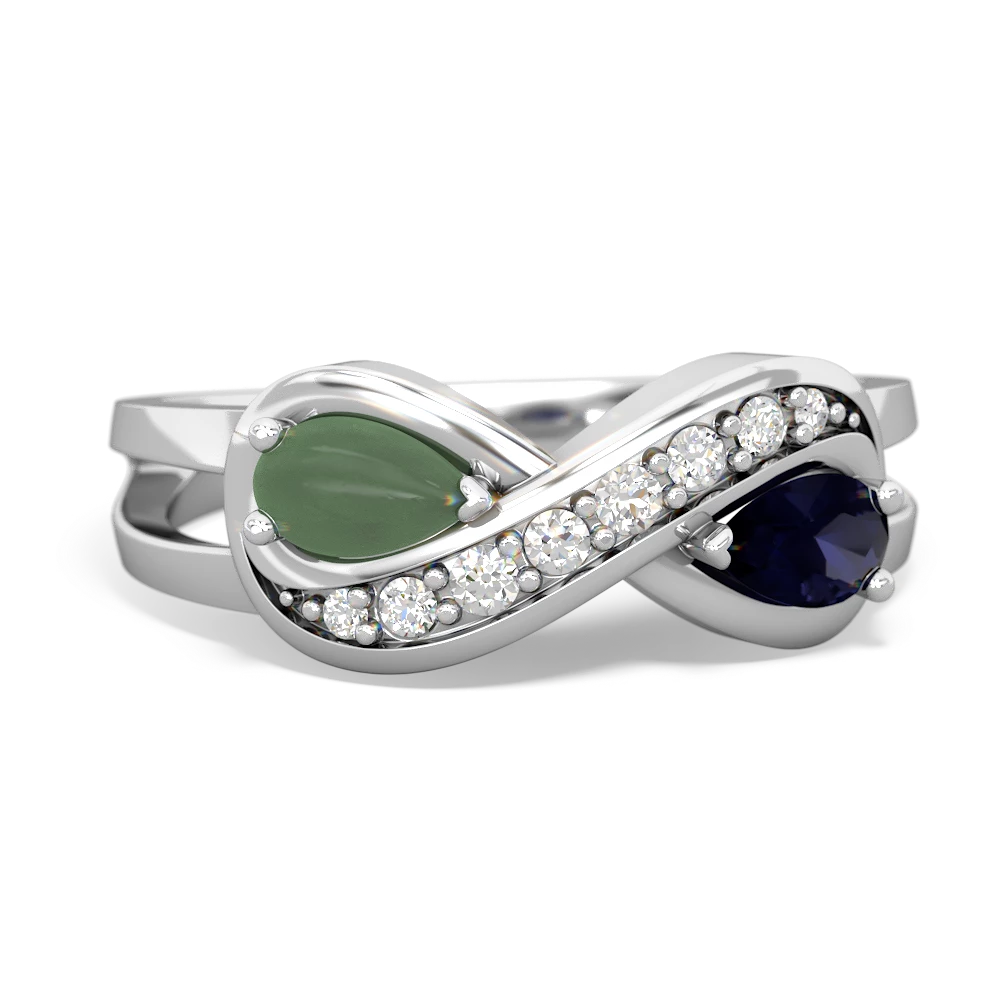 Jade Diamond Infinity 14K White Gold ring R5390