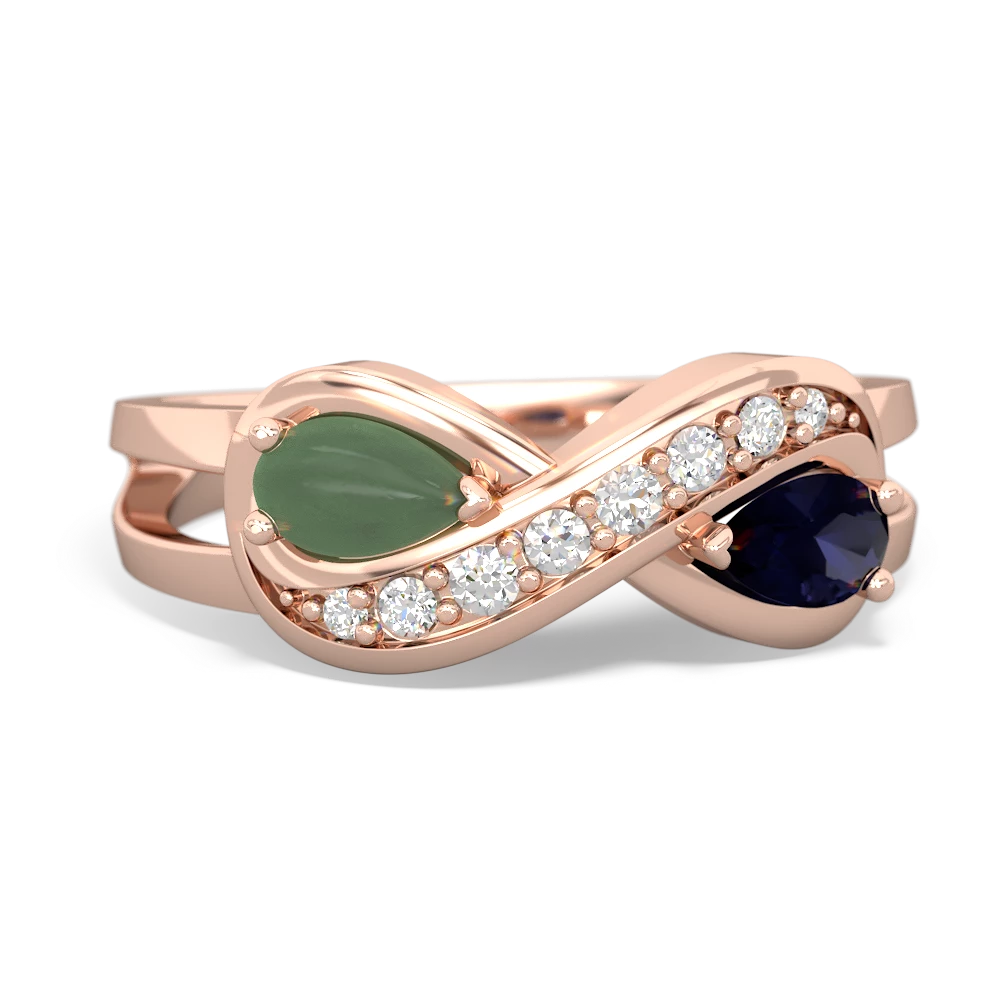 Jade Diamond Infinity 14K Rose Gold ring R5390