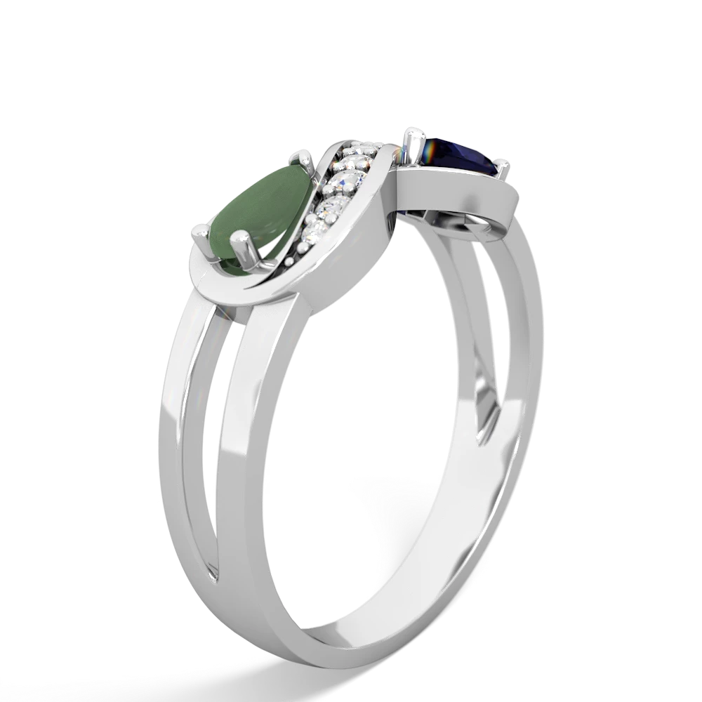 Jade Diamond Infinity 14K White Gold ring R5390