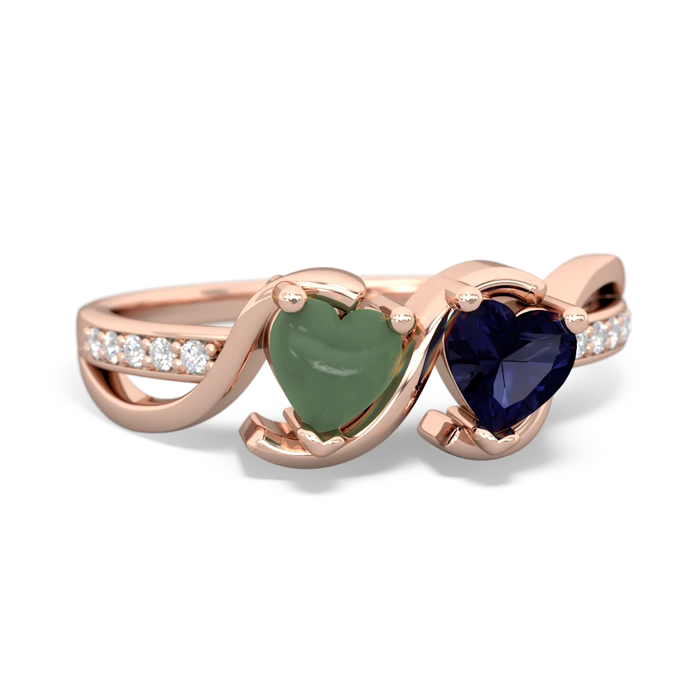 Jade Side By Side 14K Rose Gold ring R3090