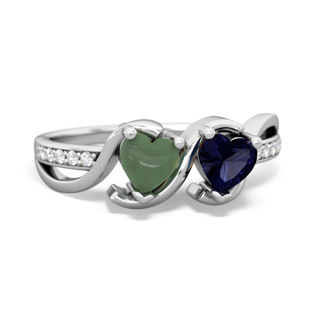 Jade Side By Side 14K White Gold ring R3090