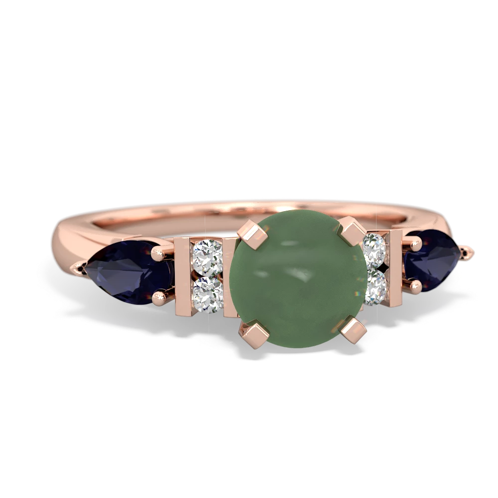 Jade 6Mm Round Eternal Embrace Engagement 14K Rose Gold ring R2005