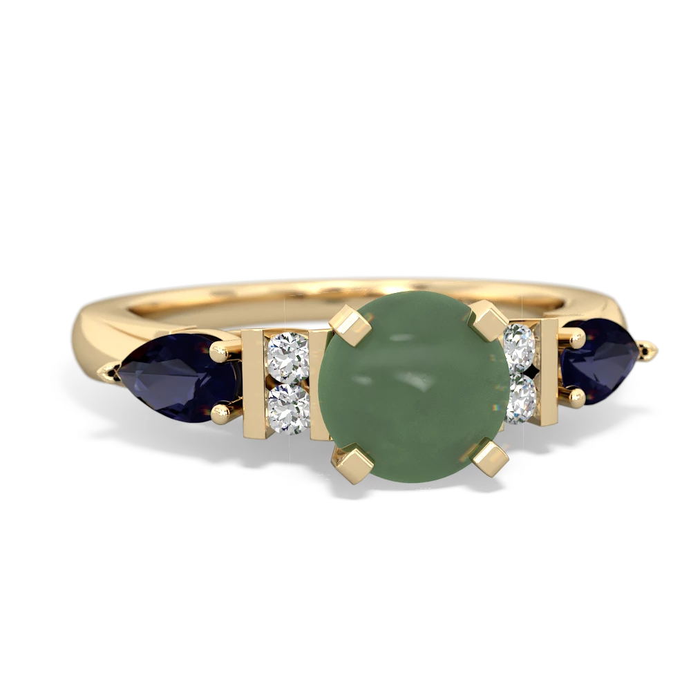 Jade 6Mm Round Eternal Embrace Engagement 14K Yellow Gold ring R2005