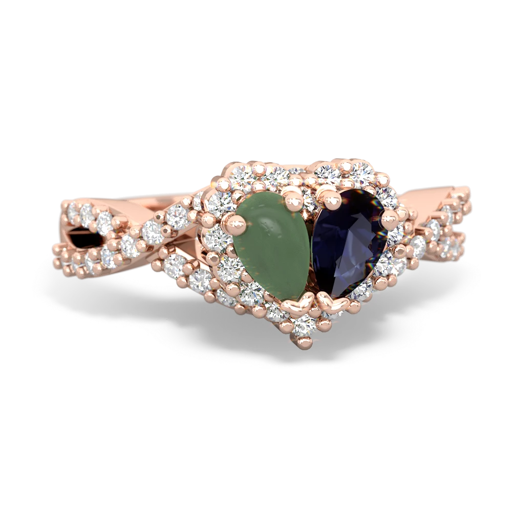 Jade Diamond Twist 'One Heart' 14K Rose Gold ring R2640HRT