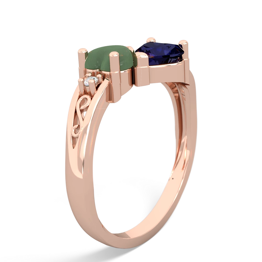 Jade Snuggling Hearts 14K Rose Gold ring R2178