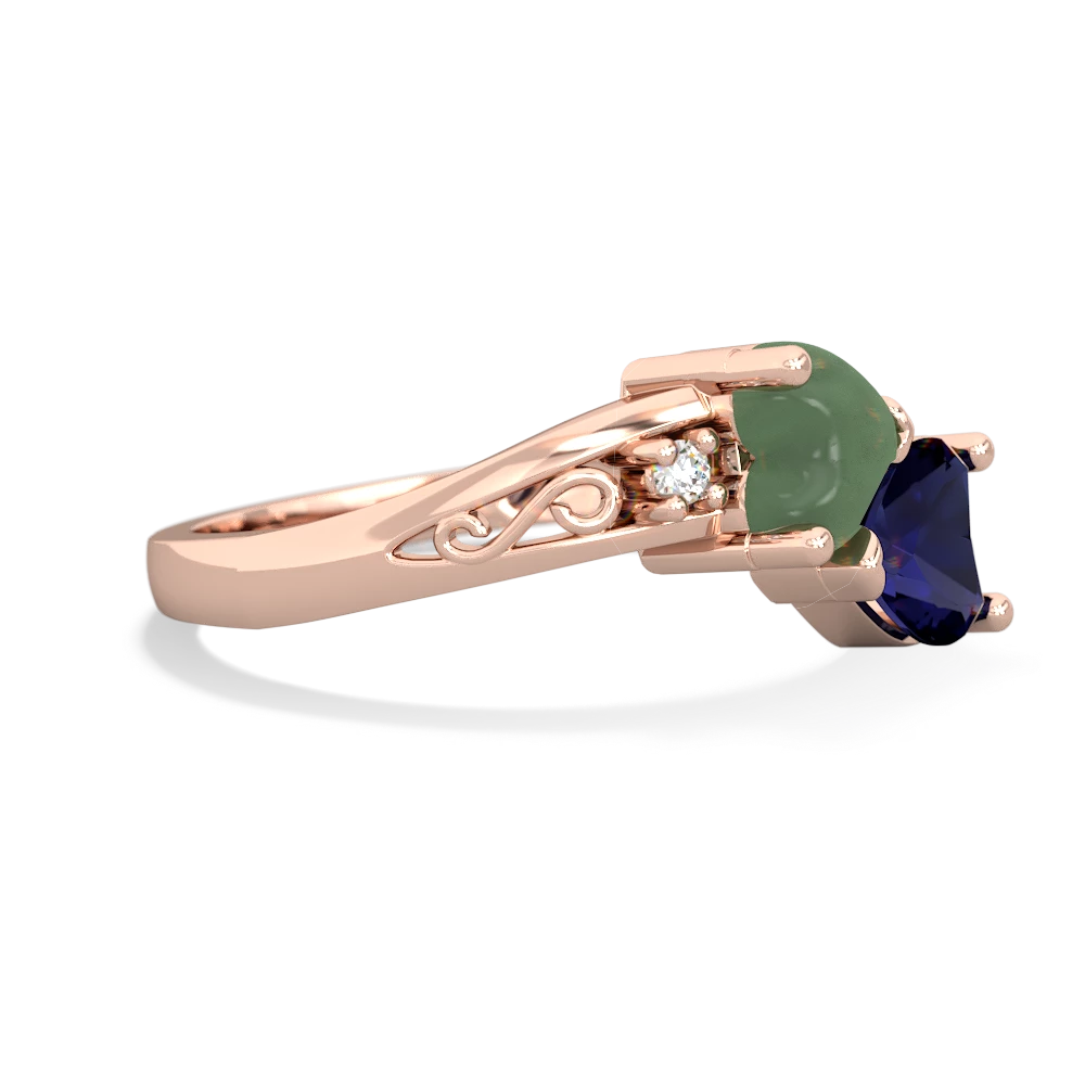 Jade Snuggling Hearts 14K Rose Gold ring R2178