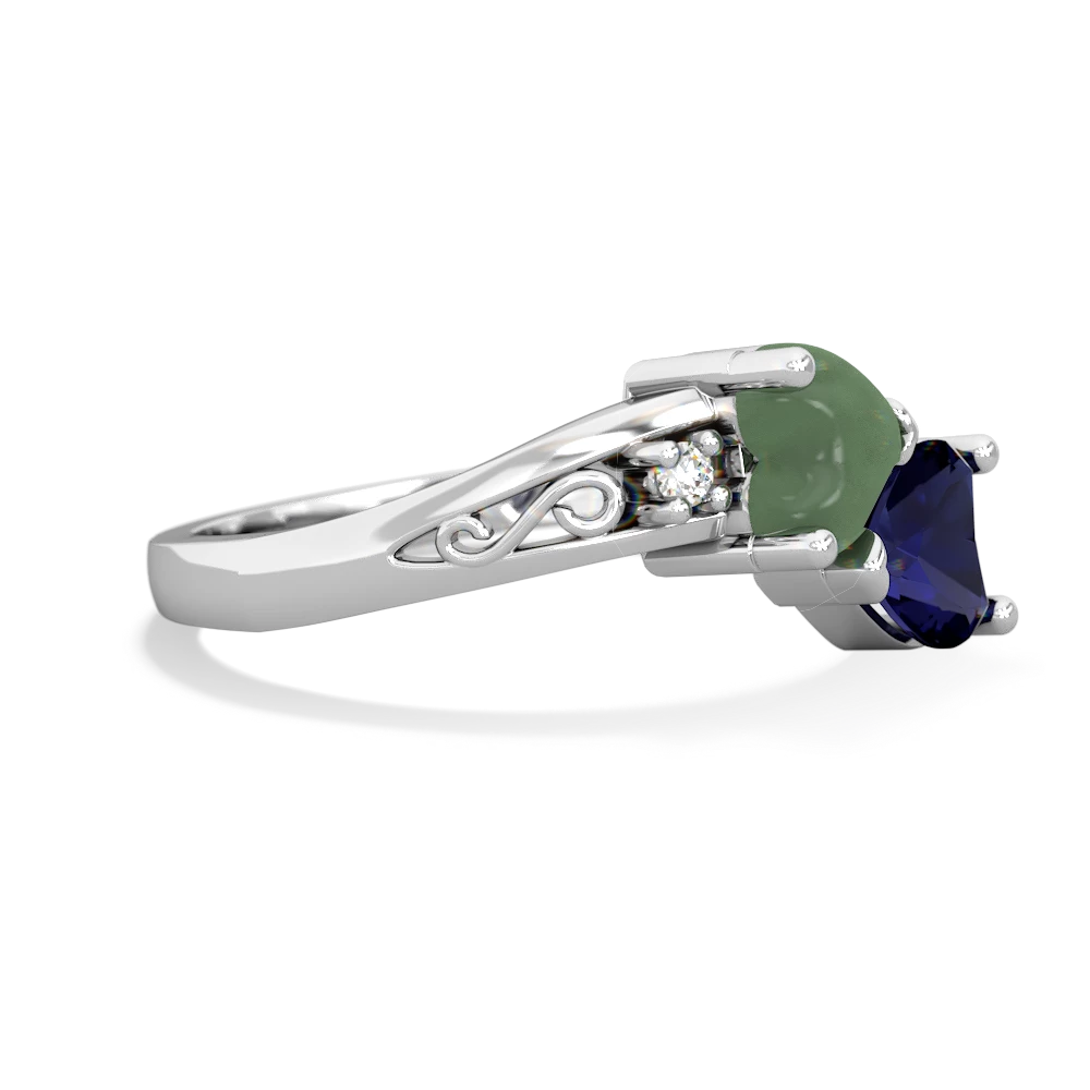 Jade Snuggling Hearts 14K White Gold ring R2178