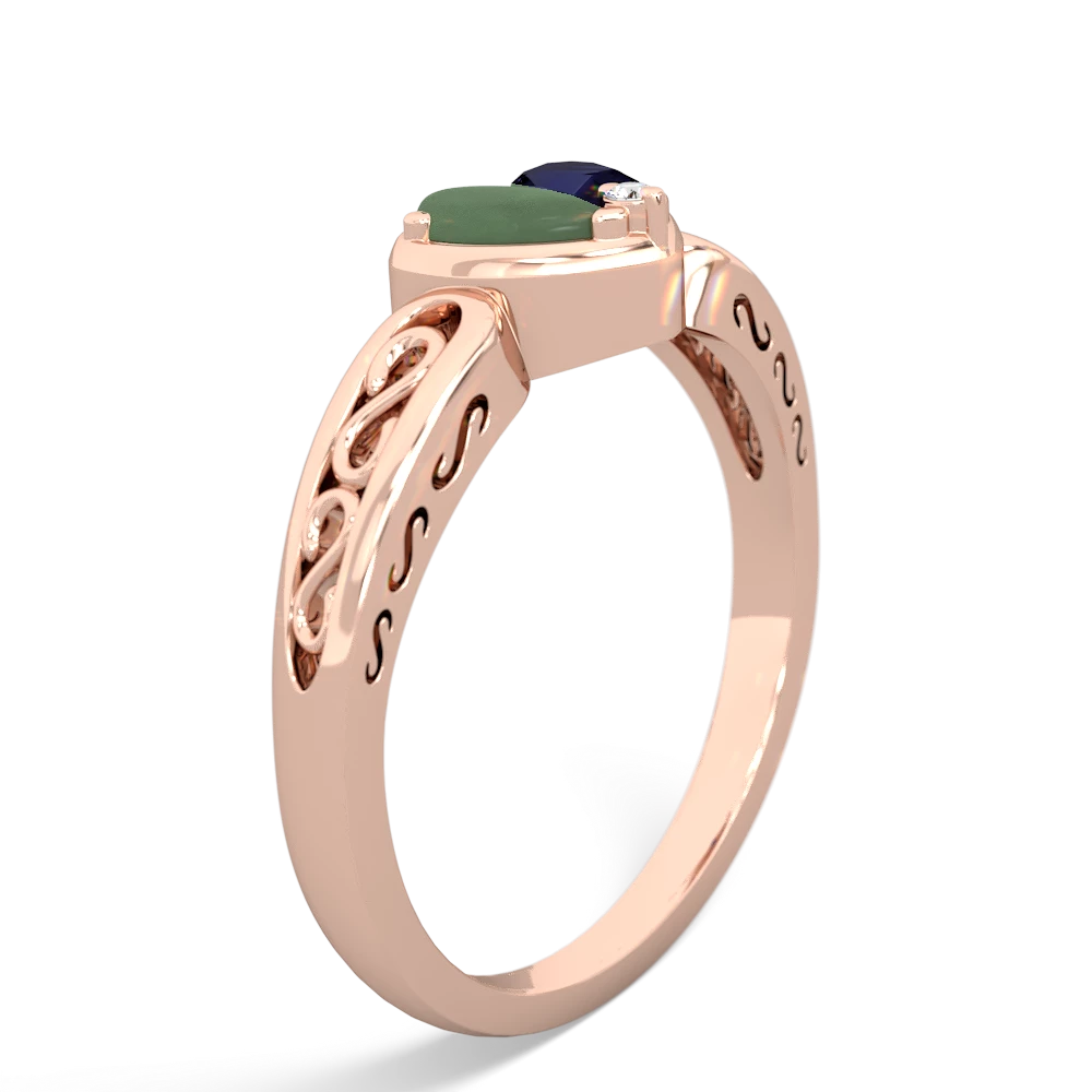 Jade Filligree 'One Heart' 14K Rose Gold ring R5070