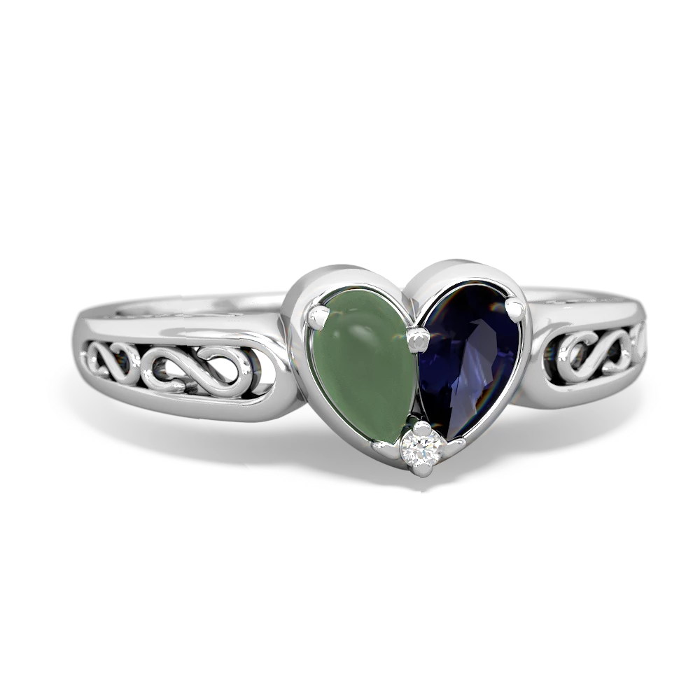 Jade Filligree 'One Heart' 14K White Gold ring R5070