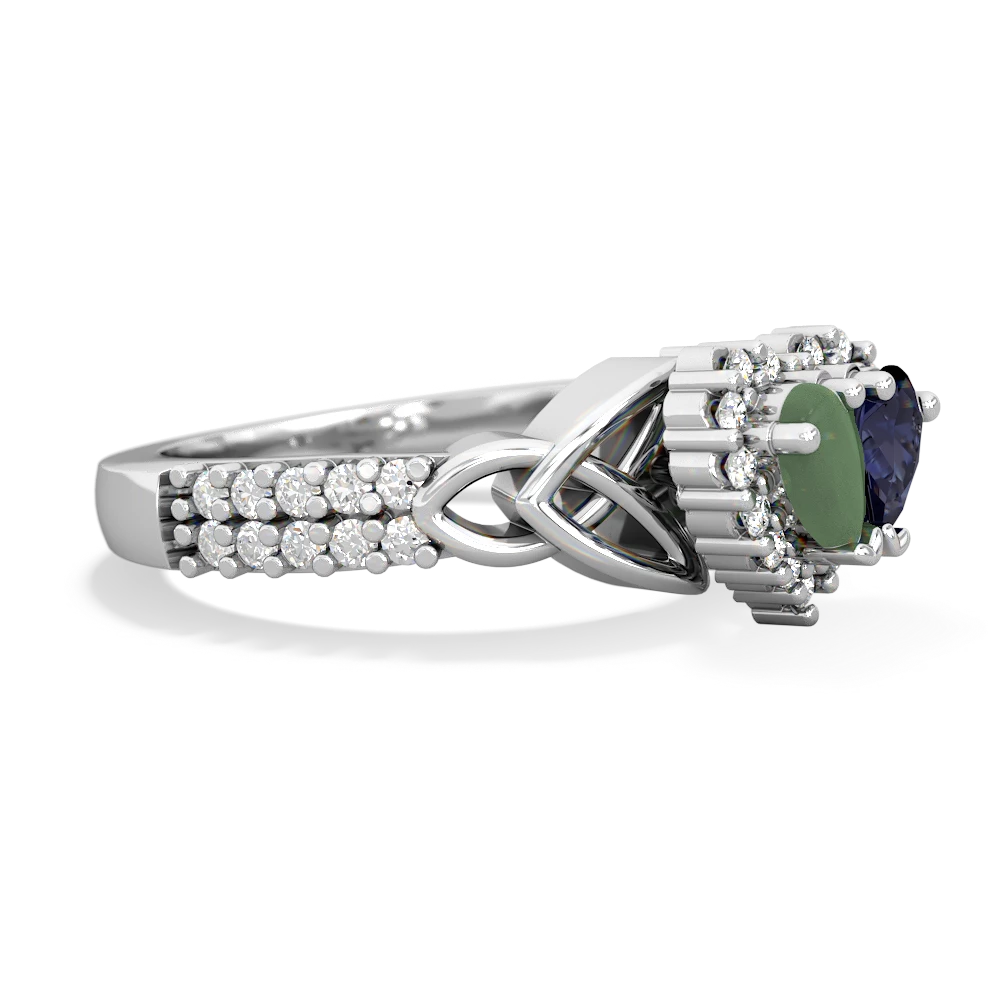 Jade Celtic Knot Two Hearts As One 14K White Gold ring R2644HRT