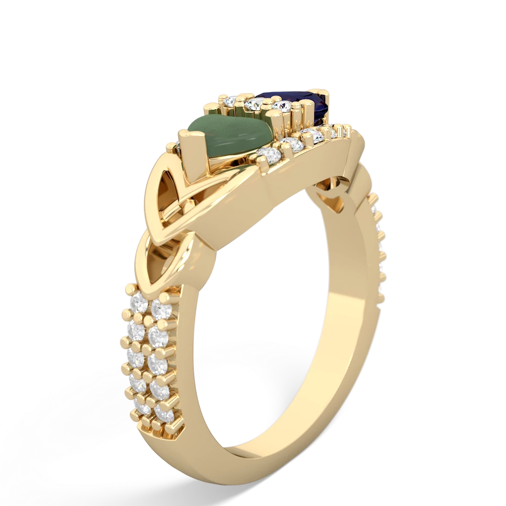 Jade Sparkling Celtic Knot 14K Yellow Gold ring R2645