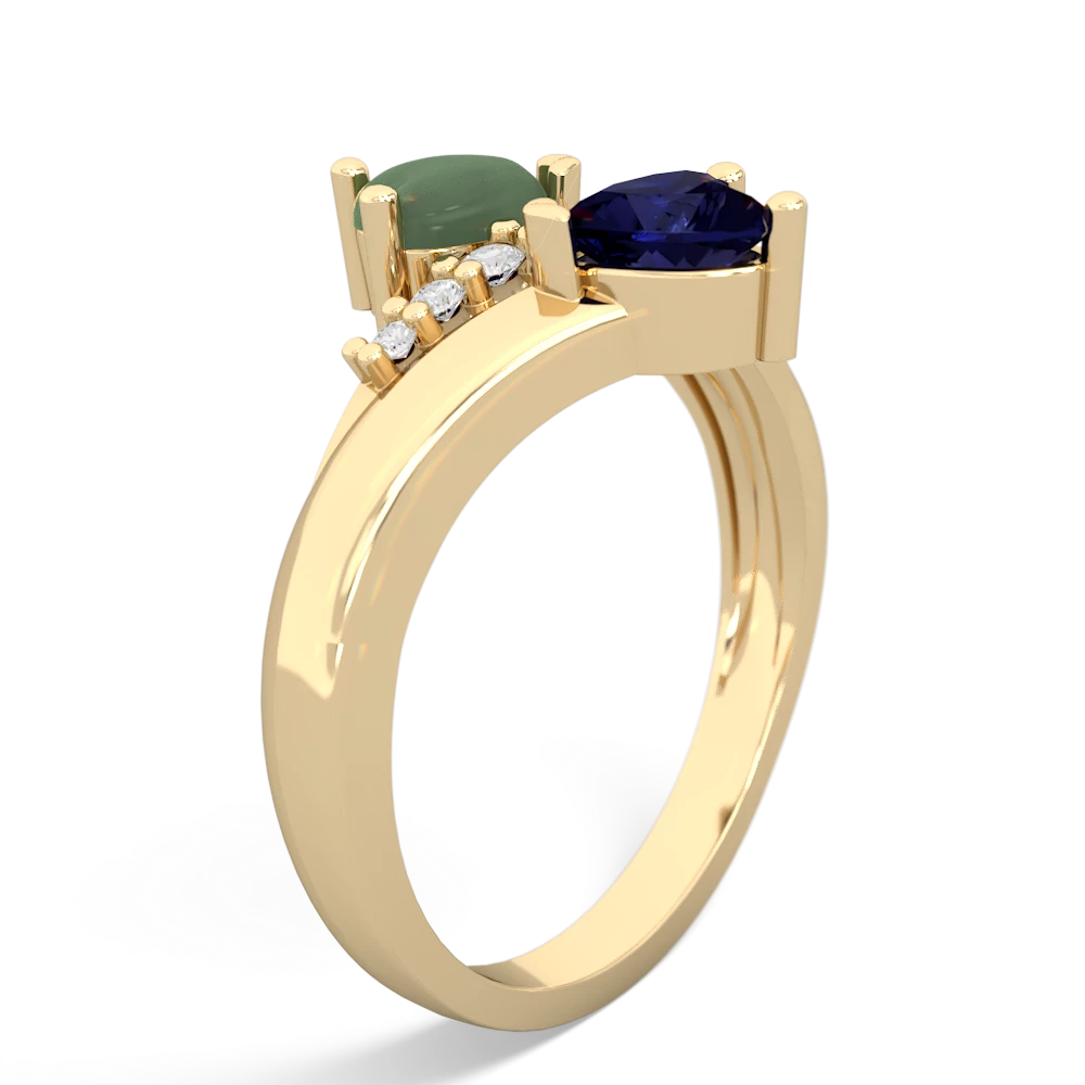 Jade Heart To Heart 14K Yellow Gold ring R2064