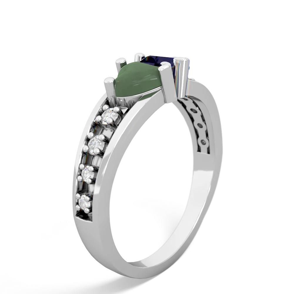 Jade Heart To Heart 14K White Gold ring R3342