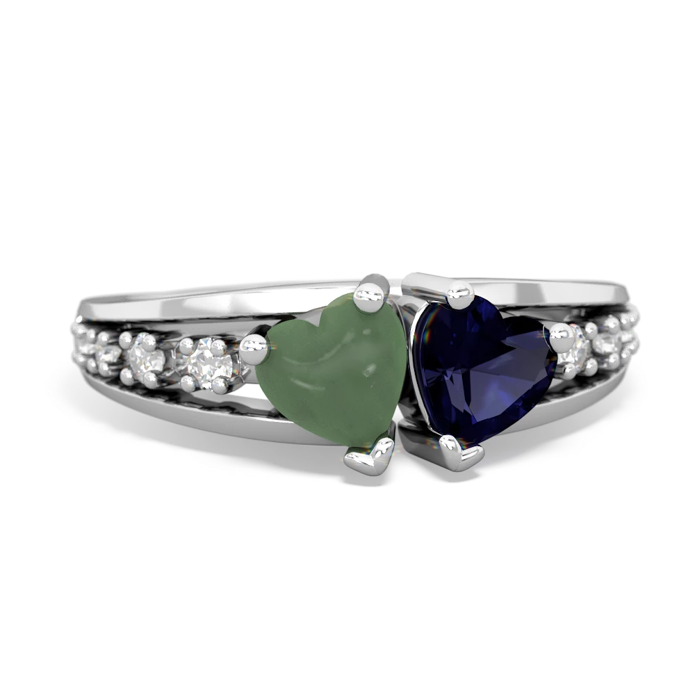 Jade Heart To Heart 14K White Gold ring R3342