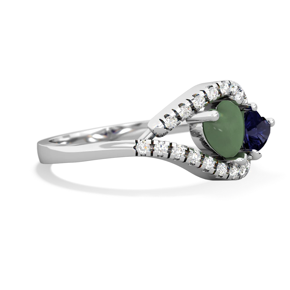 Jade Mother And Child 14K White Gold ring R3010