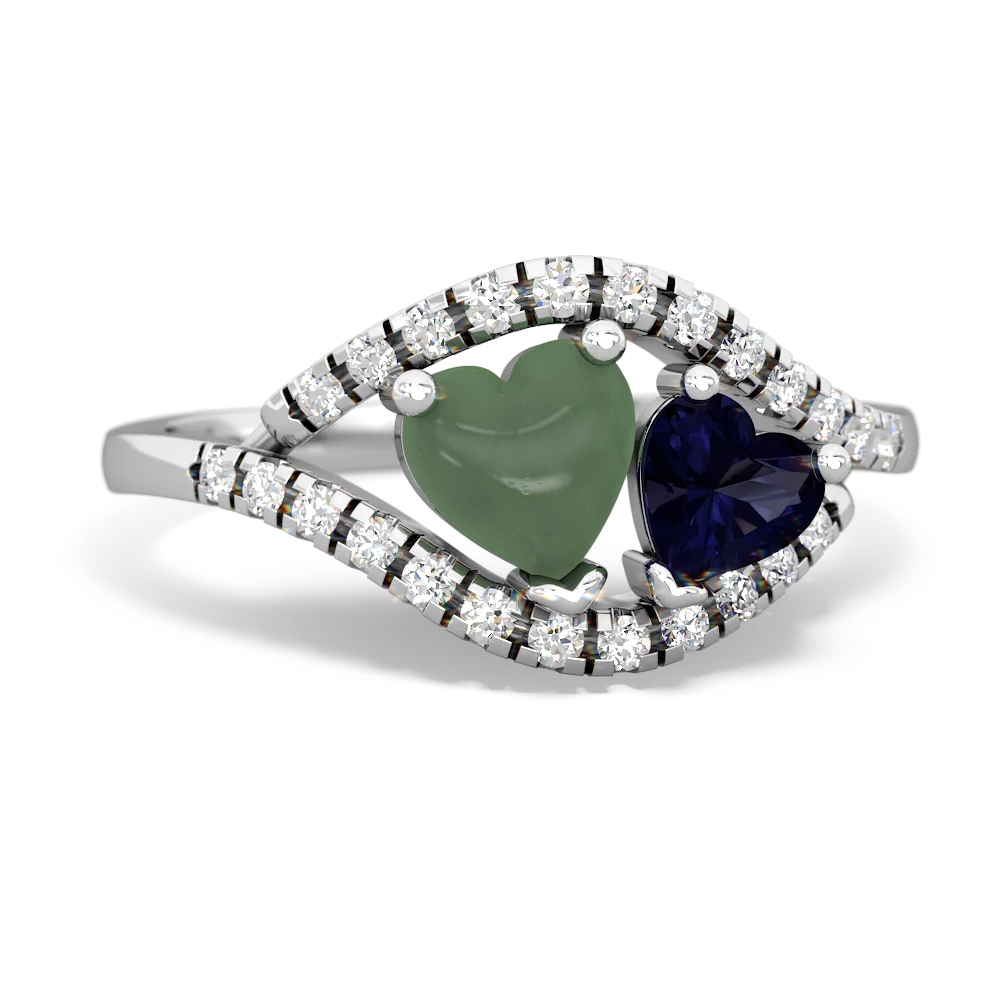 Jade Mother And Child 14K White Gold ring R3010