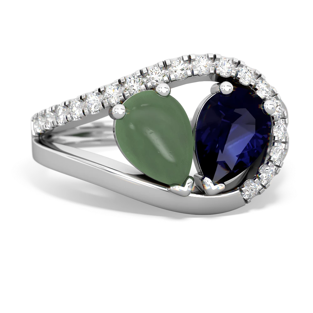 Jade Nestled Heart Keepsake 14K White Gold ring R5650