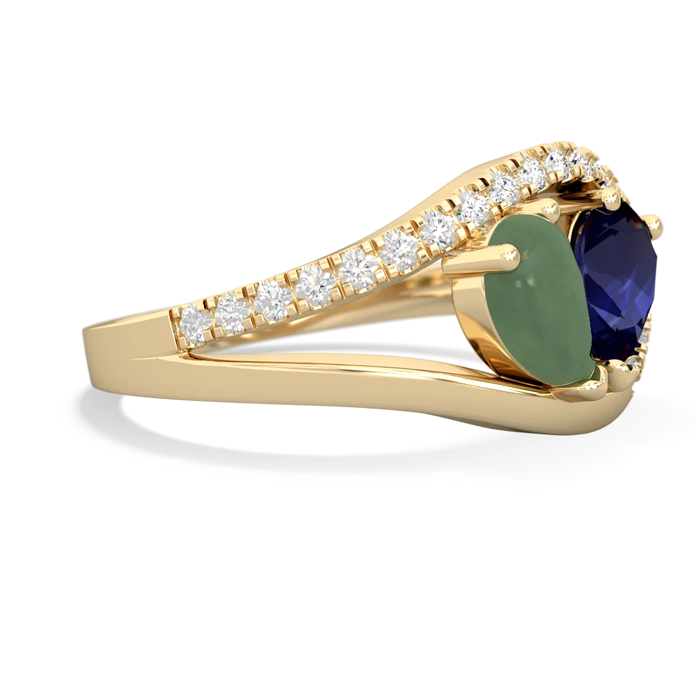 Jade Nestled Heart Keepsake 14K Yellow Gold ring R5650